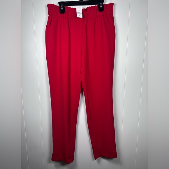 LOFT Red Paperbag Waist Pants NWT Size Small - Picture 3 of 14